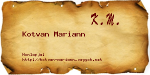 Kotvan Mariann névjegykártya